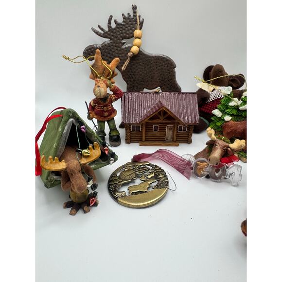 Moose Theme Christmas Ornament Lot ~ 9 Ornaments in Lot - Picture 1 of 4